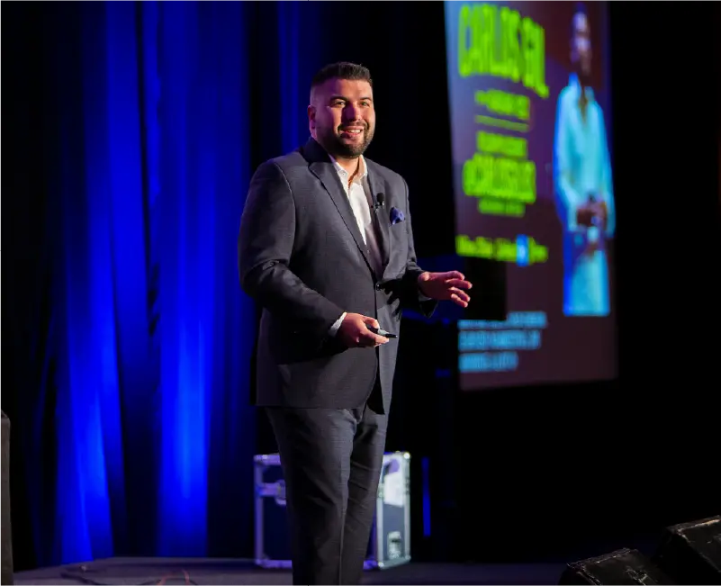 Executive speaking on stage